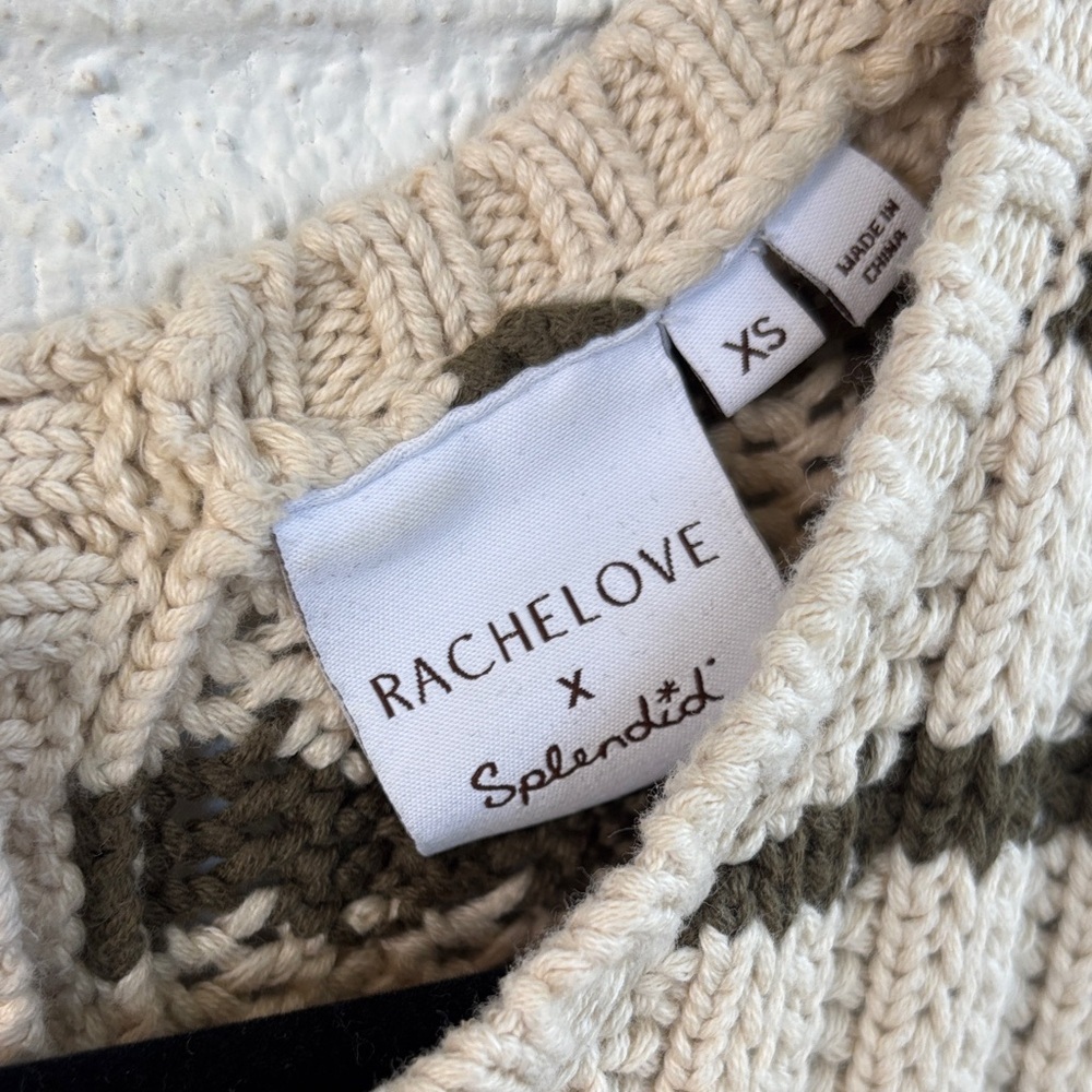 Splendid X Rachelove Striped Crew Neck Reversible Cardigan Sweater sz XS - Picture 10 of 13